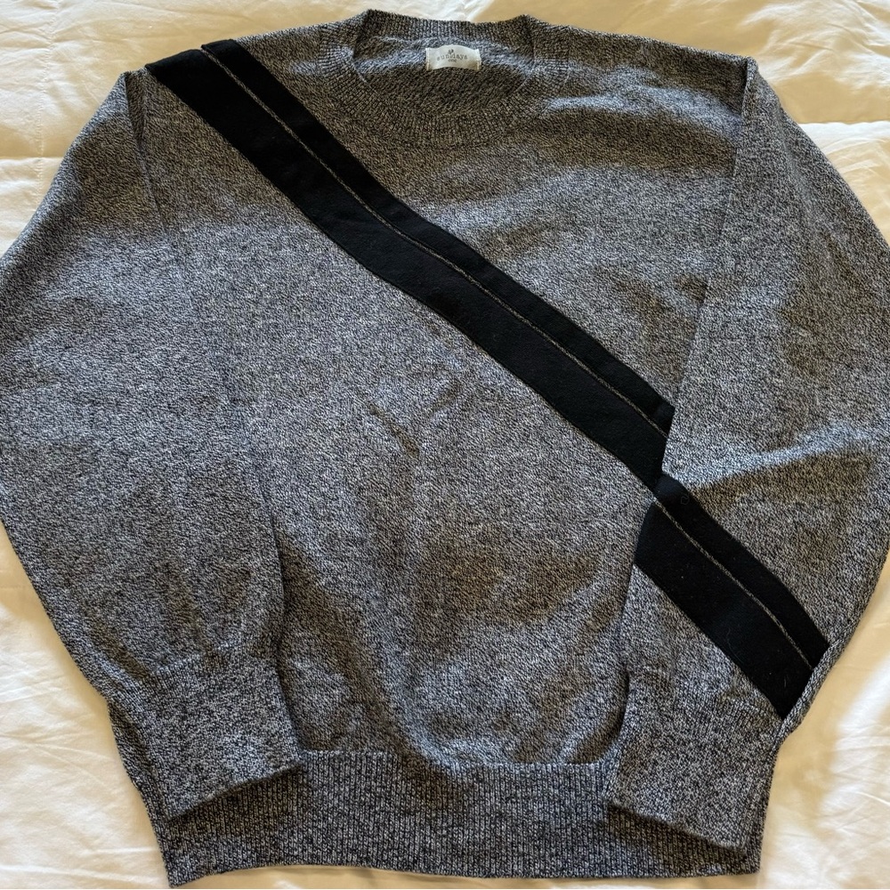 Sundays Men's Heather Gray Sweater with Black Diagonal Stripe